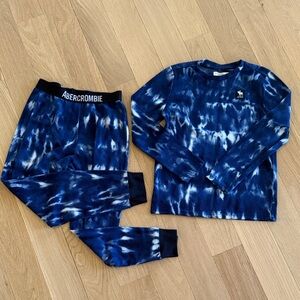 Abercrombie & Fitch Kids Blue Tie-Dye Thermal Pajama Set Sz 11/12 boys